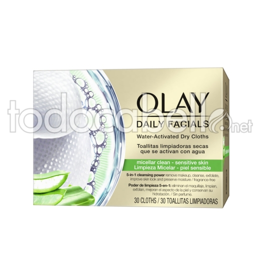 Olay Cleanse Daily Facials Lingettes sèches micellaires Peau sèche 30u