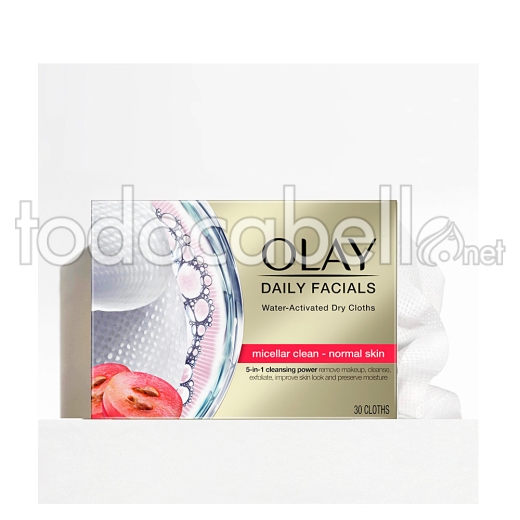 Olay Cleanse Daily Facials Lingettes sèches micellaires Peau normale 30 u.