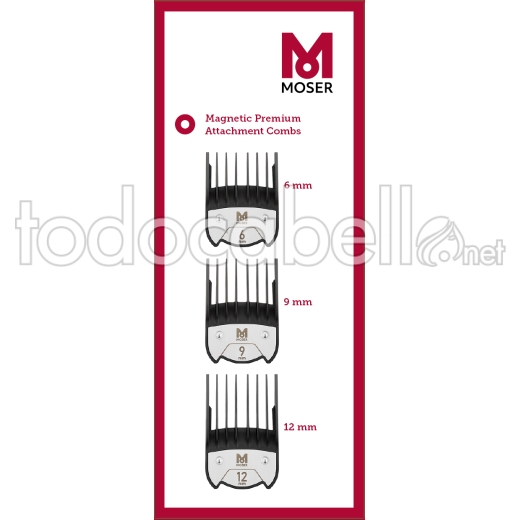 Moser Magnetic premium combs in blister/cardboard 6/9/12mm