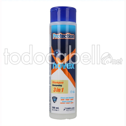 Novex Protection Shampoo 3 In 1 300ml (Hair Face Body)