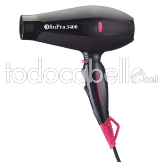 AlbiPro 3400. Sèche-cheveux professionnel ionique Tourmaline noir / rose 2000W