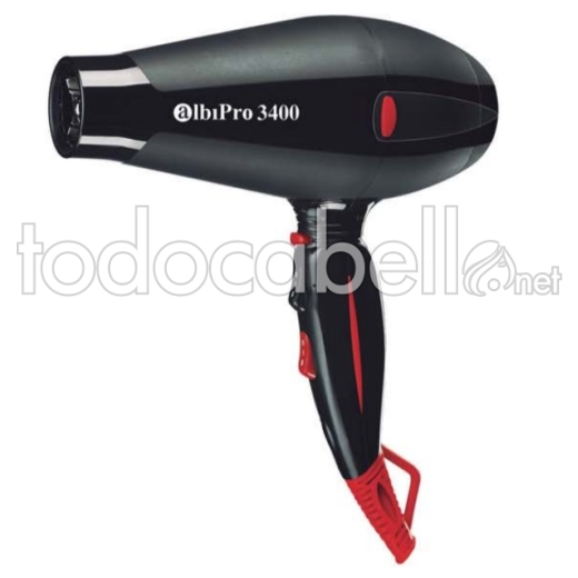 AlbiPro 3400. Sèche-cheveux professionnel ionique Tourmaline noir / rouge 2000W