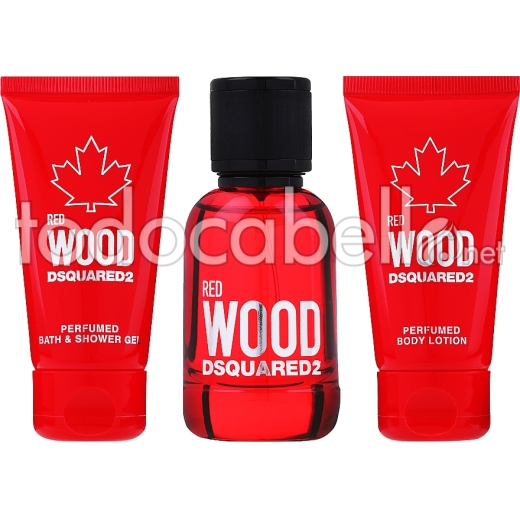 Dsquared2 Red Wood 50ml Vaporizador + Body Lotion 50ml + Gel De Ducha 50ml