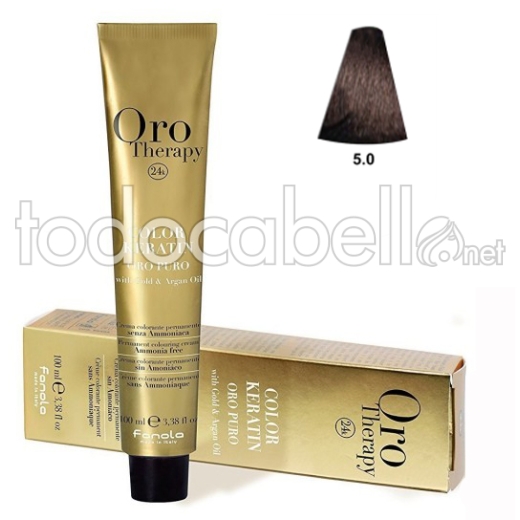 Fanola Tinte Oro Therapy "Sans ammoniaque" 5.0 Châtaigne clair 100ml