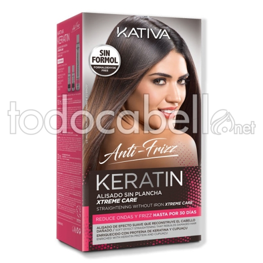 Kit de lissage de kératine Kativa reconstruisant les cheveux abîmés