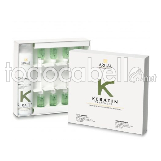 Arual Keratin Treatment Regenerator Cheveux Debiles Champu 250 ml + Ampoules 8x10 ml