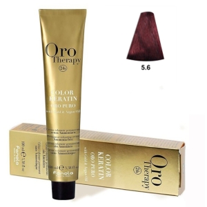Fanola Tinte Oro Therapy "Sans ammoniaque" 5.6 Châtaigne clair rouge 100ml