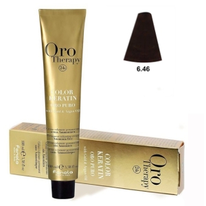 Fanola Tinte Oro Therapy "Sans ammoniaque" 6.46 Blond foncé cuivré rouge 100ml